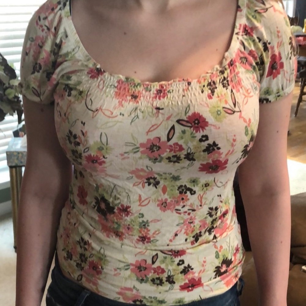 Loft White Floral Top